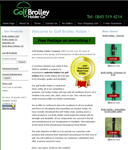 Golf Brolly Holder - Ecommerce site
