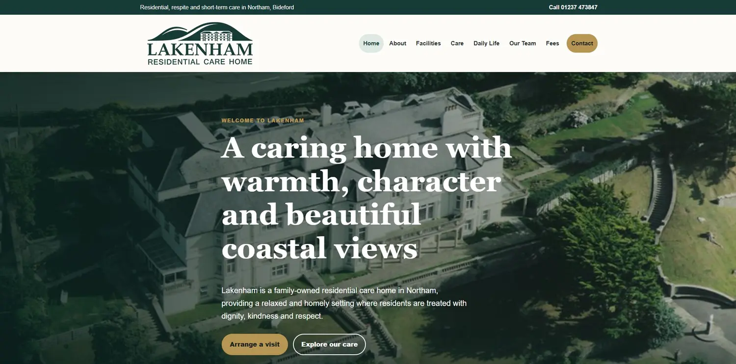 Lakenham Residential Care Home homepage designed by GingerWeb