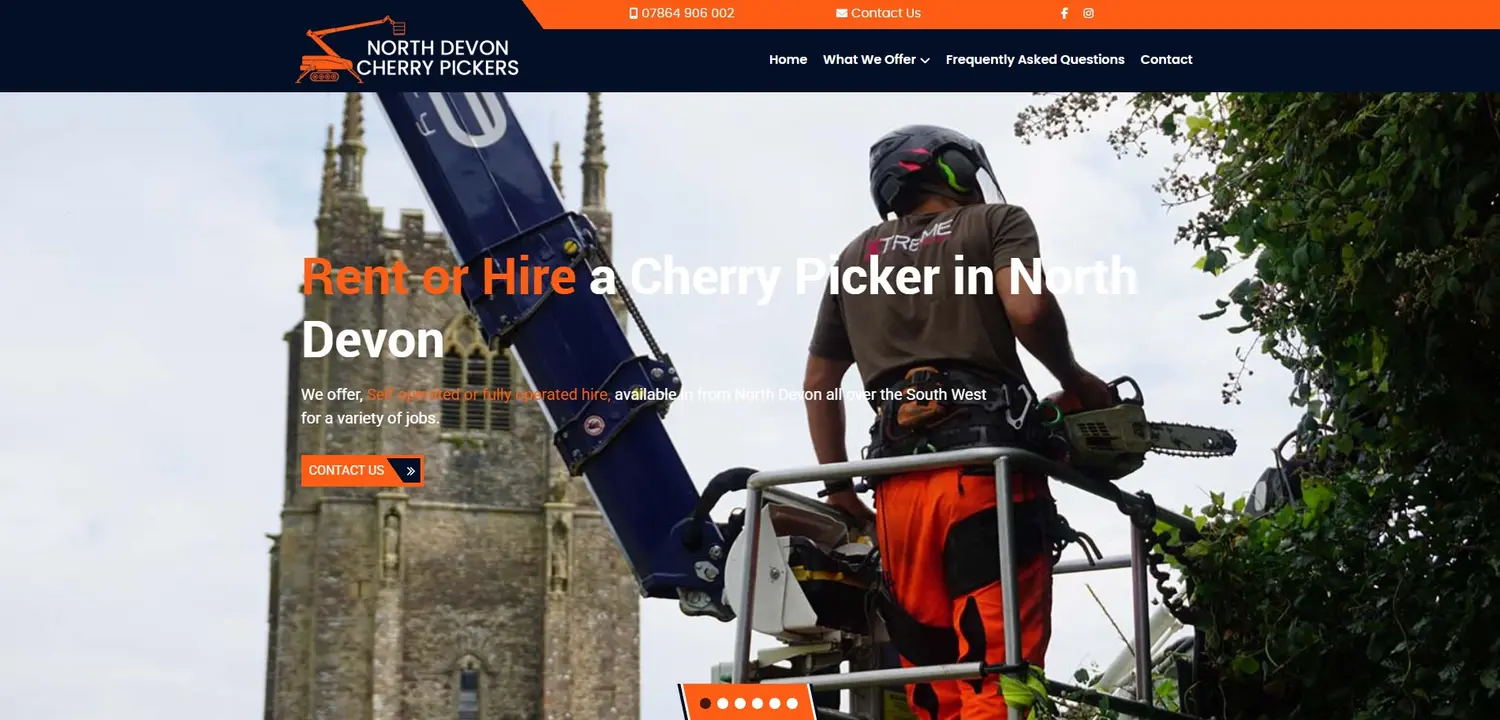 North Devon Cherry Pickers homepage designed by GingerWeb